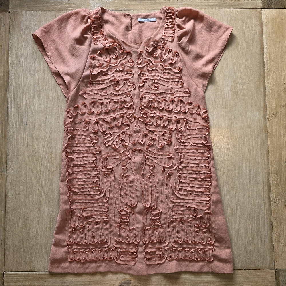 Kenneth Lady Apricot Ruffle Detail Dress – Size M